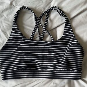 Black and white striped lululemon Energy Bra